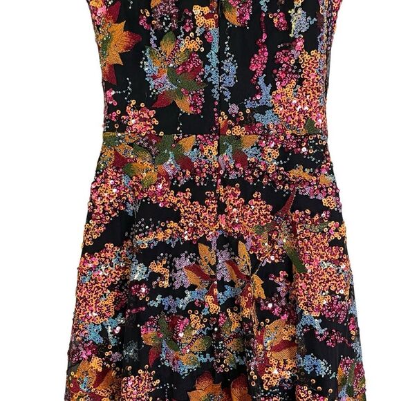 Dress The Population Elisa Embroidered Sequin Dress Medium Papaya Gown Sparkly - Picture 4 of 14